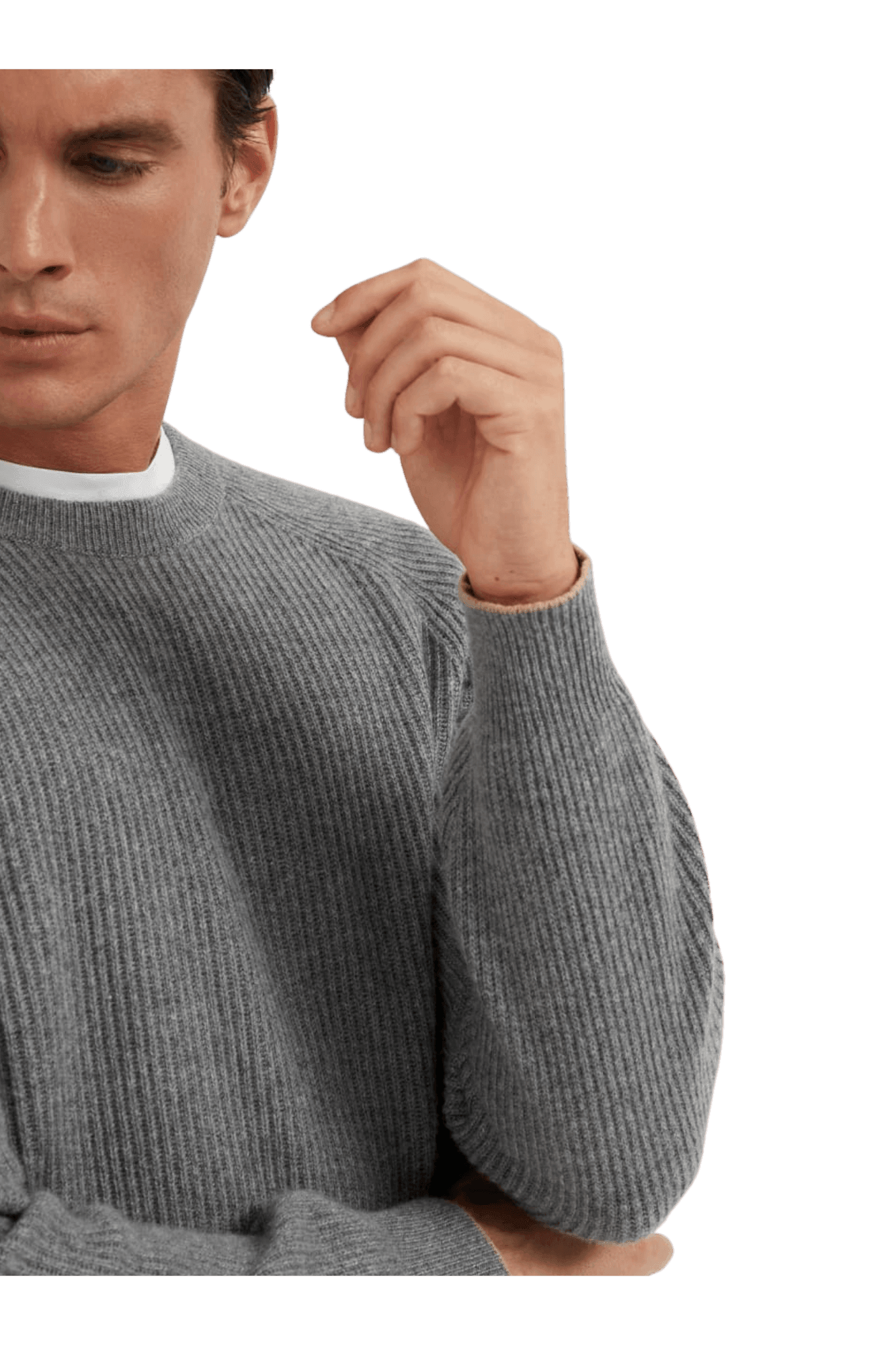 Brunello Cucinelli Men's Cashmere English Rib Sweater With Raglan Sleeves