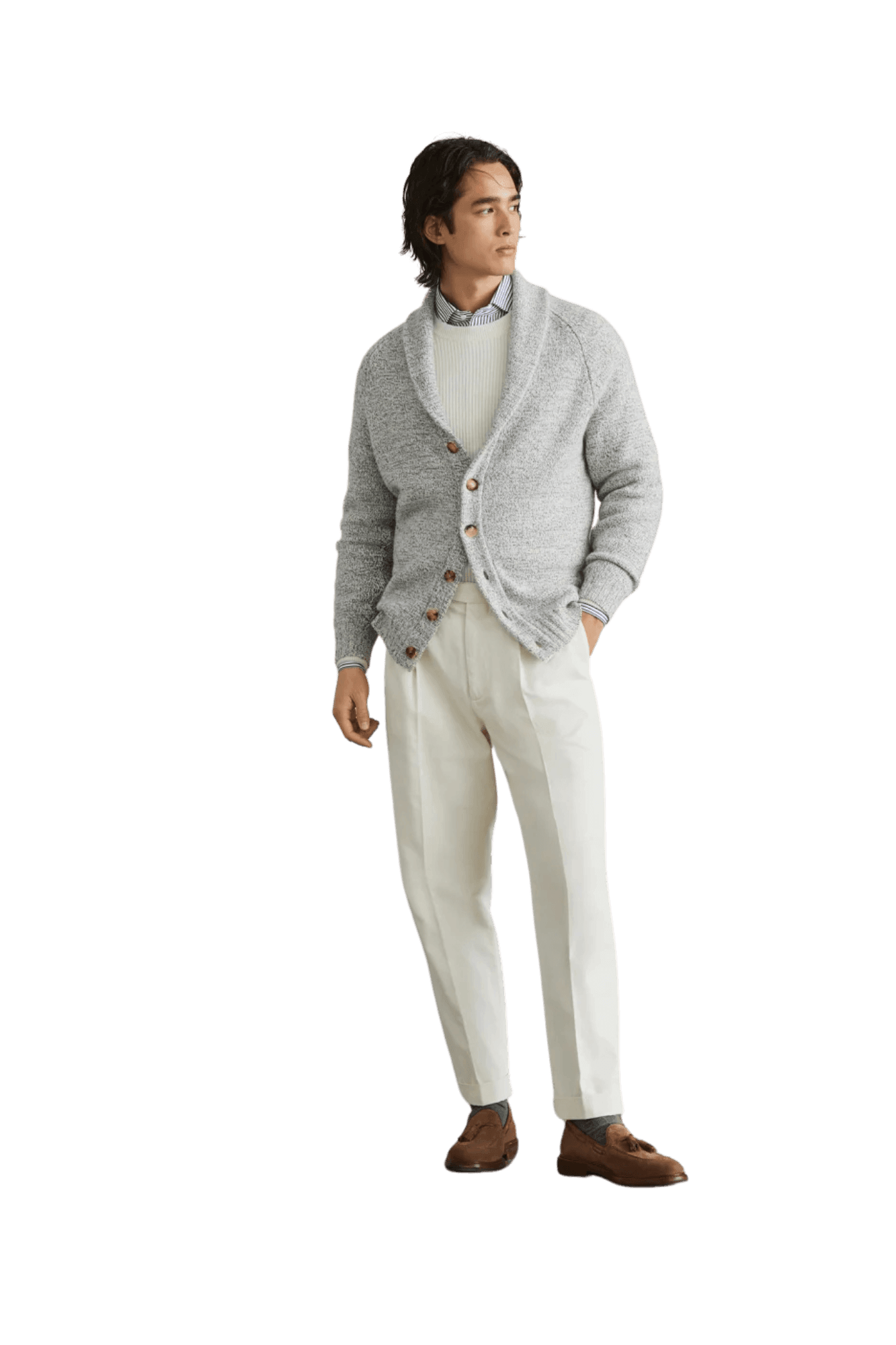 Brunello Cucinelli Men's Cashmere English Rib Sweater With Raglan Sleeves