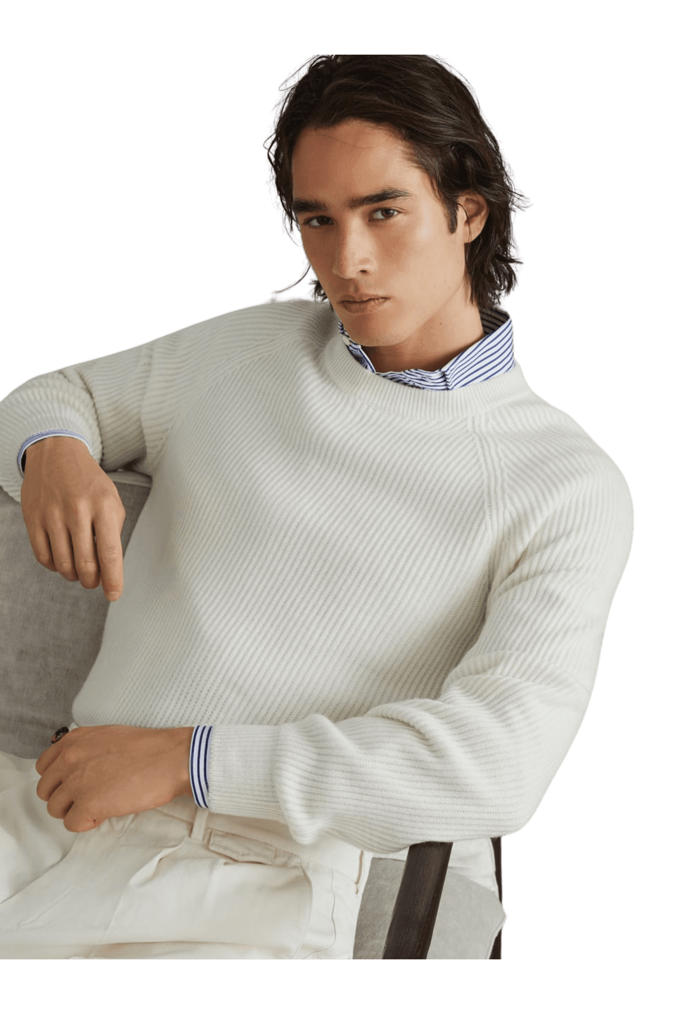 Brunello Cucinelli Men's Cashmere English Rib Sweater With Raglan Sleeves