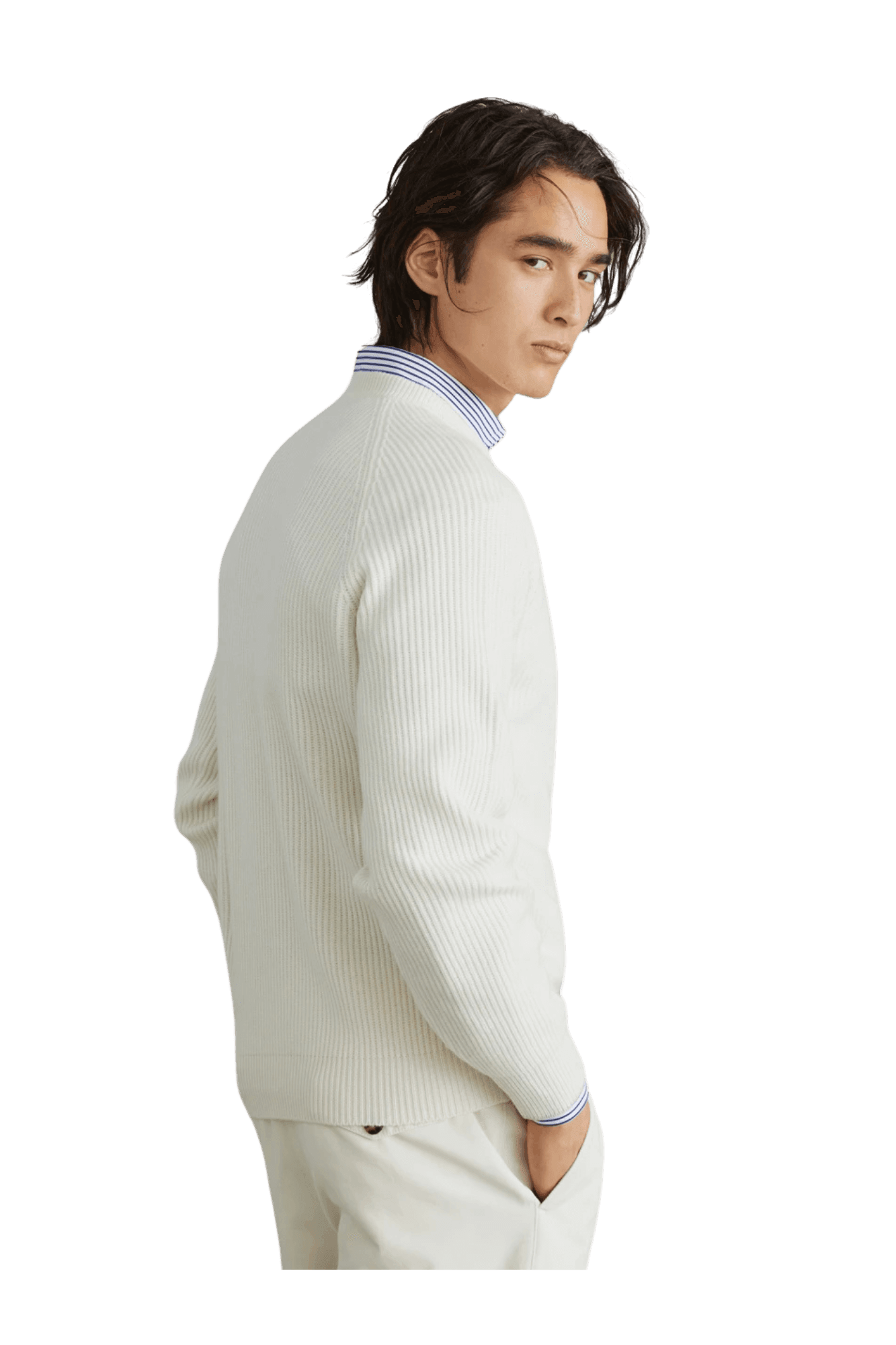Brunello Cucinelli Men's Cashmere English Rib Sweater With Raglan Sleeves