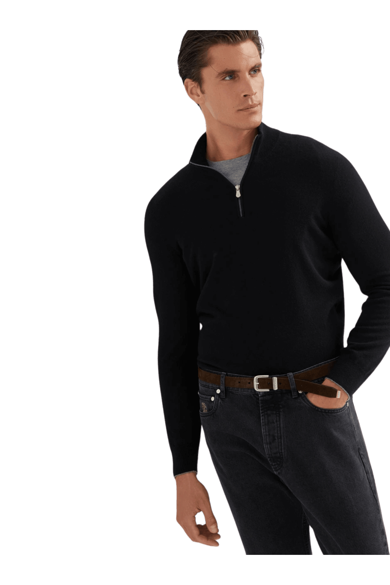 <tc>Brunello Cucinelli</tc> 男士拉鍊羊絨高領毛衣