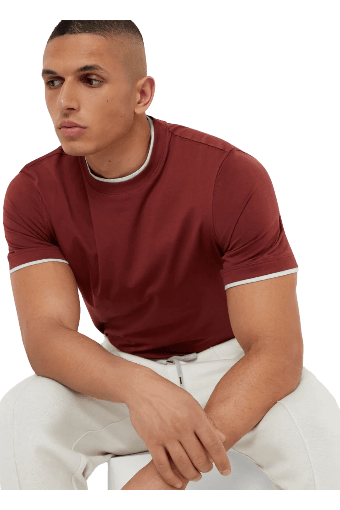 Brunello Cucinelli Men's Cotton Jersey Crew Neck T-shirt With Faux-layering