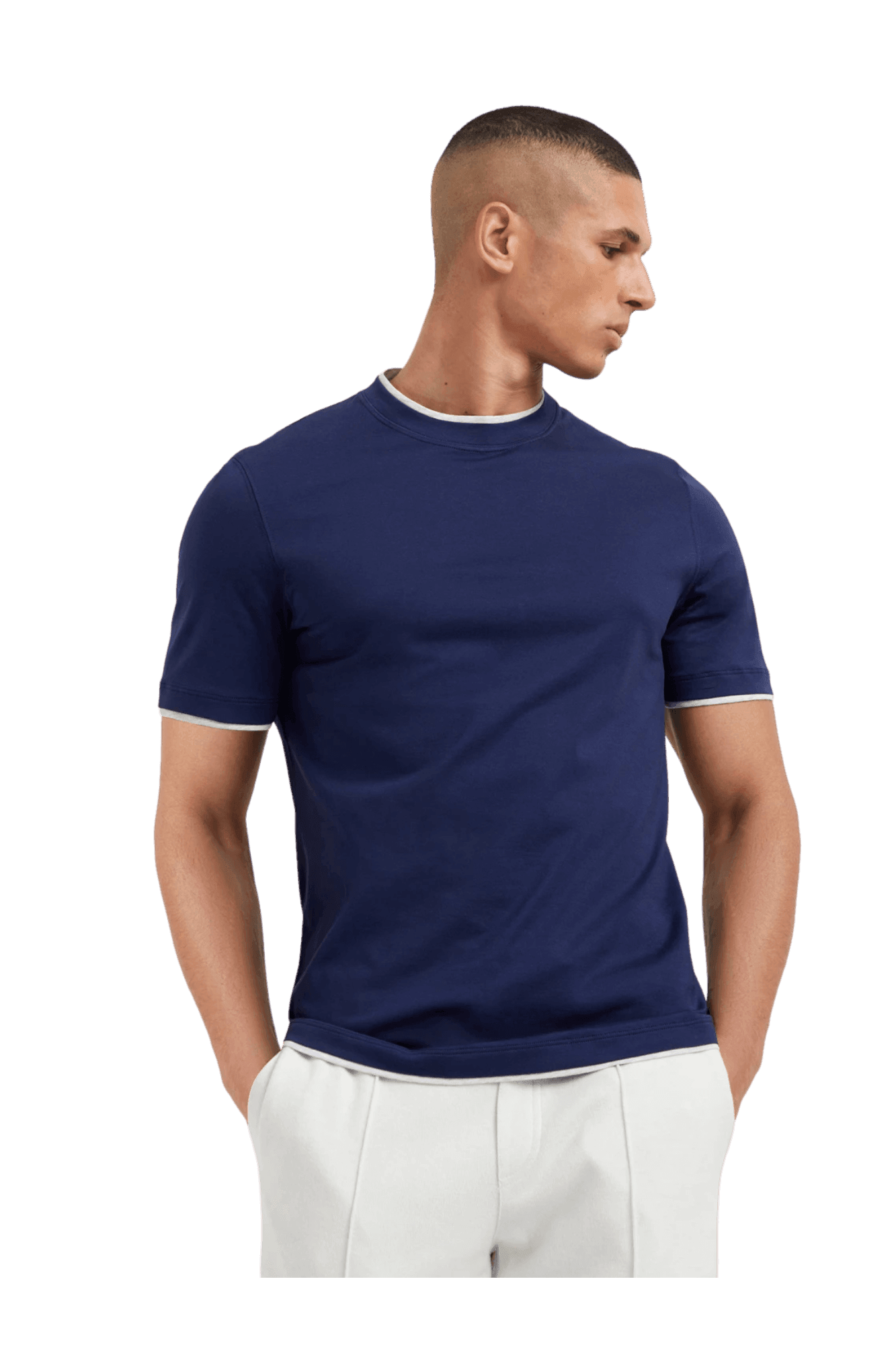 Brunello Cucinelli Men's Cotton Jersey Crew Neck T-shirt With Faux-layering