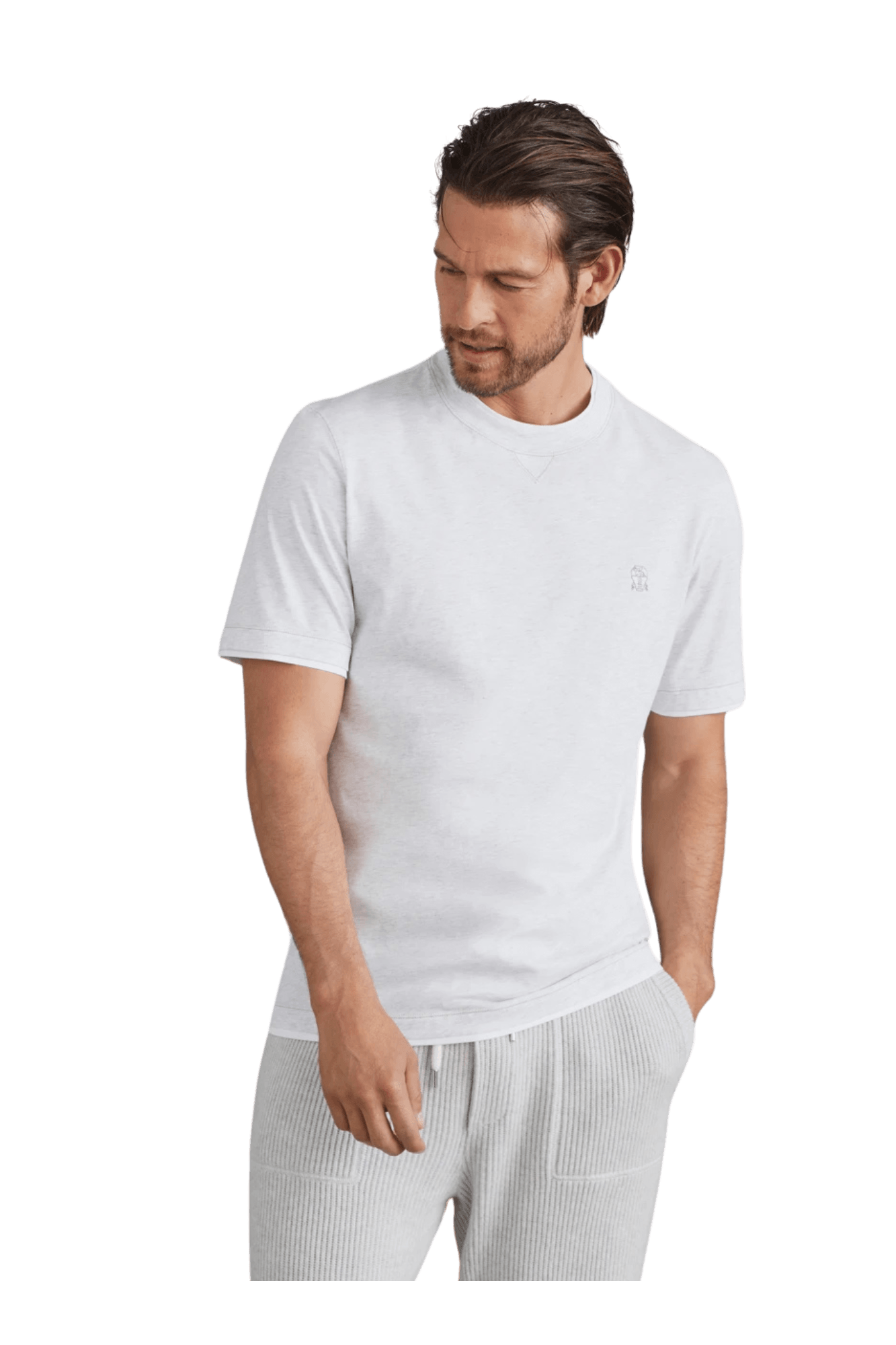 Brunello Cucinelli Men's Cotton Jersey Crew Neck T-shirt With Logo and Faux-layering