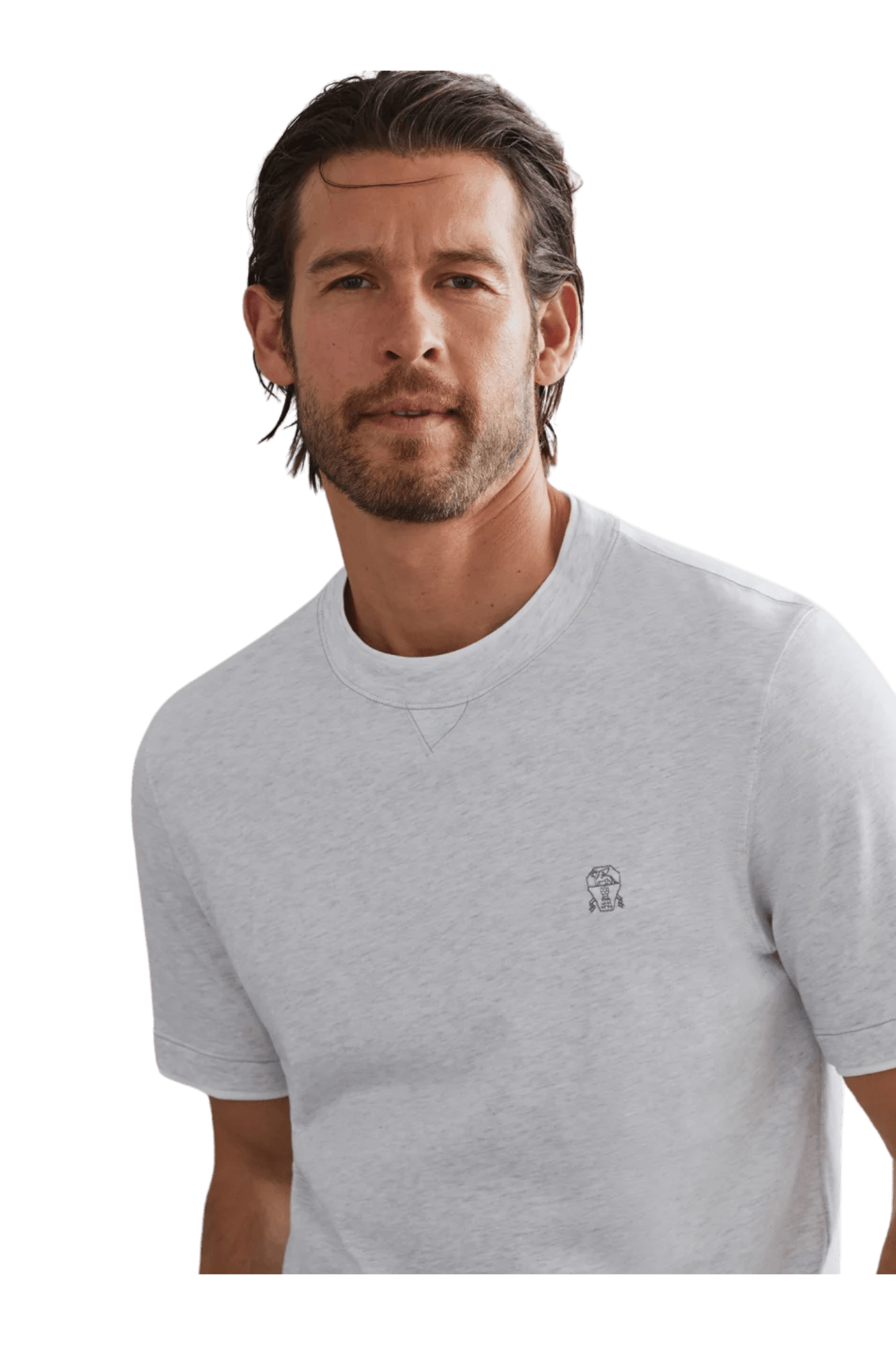 Brunello Cucinelli Men's Cotton Jersey Crew Neck T-shirt With Logo and Faux-layering
