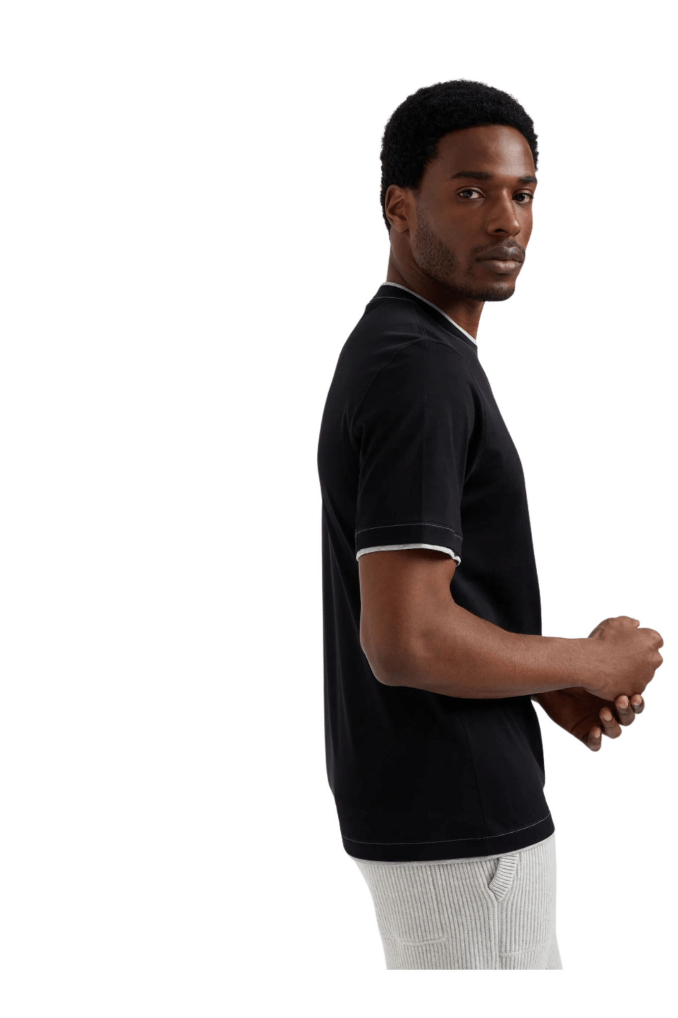 Brunello Cucinelli Men's Cotton Jersey Crew Neck T-shirt With Logo and Faux-layering