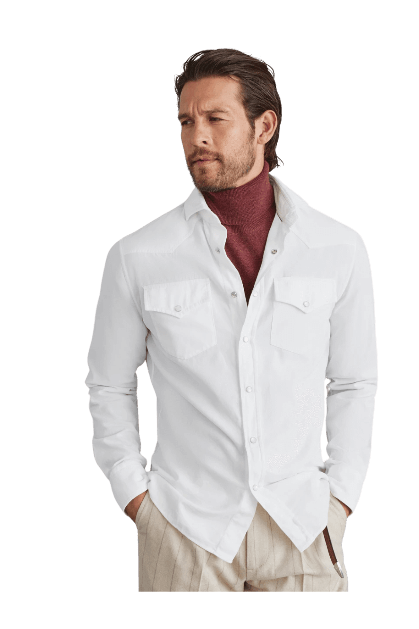 Brunello Cucinelli Men's Garment-dyed Easy Fit Western Shirt