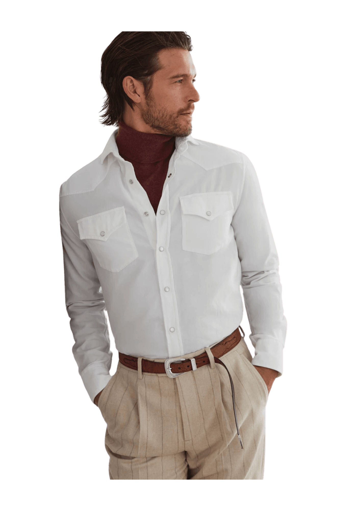 Brunello Cucinelli Men's Garment-dyed Easy Fit Western Shirt