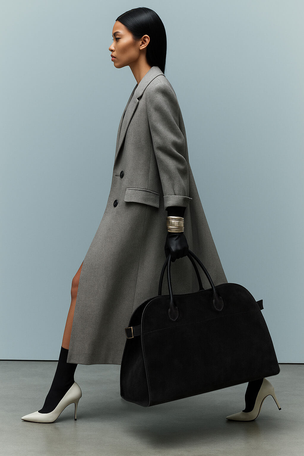<tc>The Row</tc> 柔軟的 Margaux 17 絨面革包