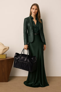<tc>The Row</tc> Margaux 17 內外扣皮革帆布托特包