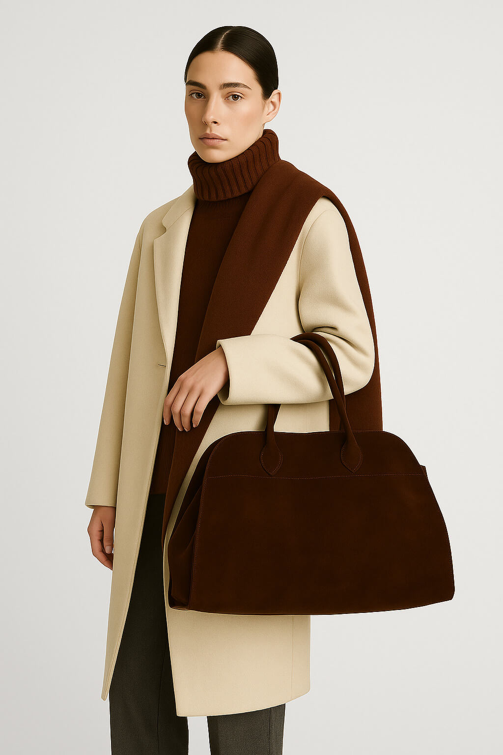 The Row Soft Margaux 15 Bag in Suede