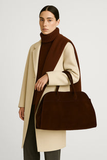 The Row Soft Margaux 15 Bag in Suede