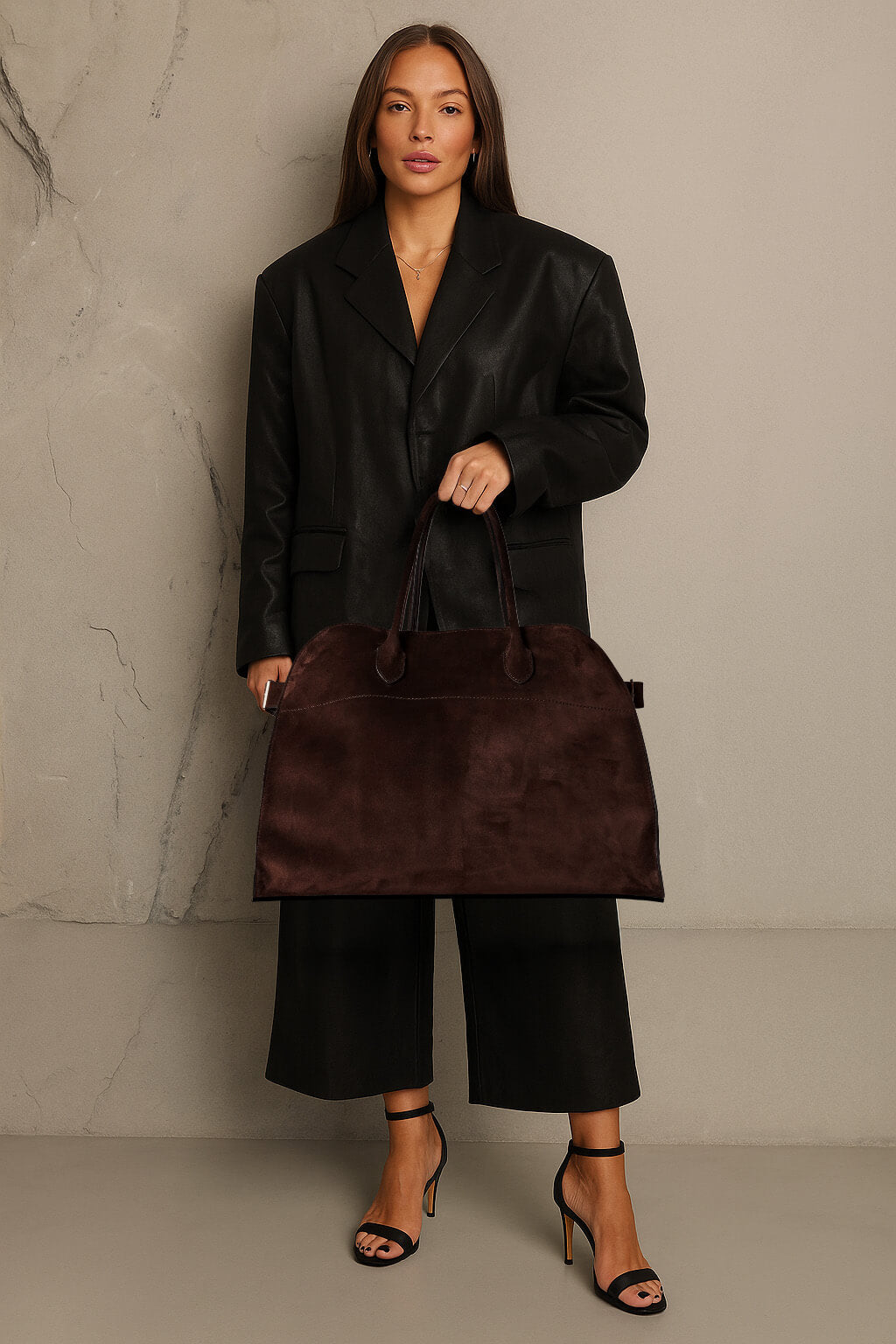 <tc>The Row</tc> 柔軟的 Margaux 17 絨面革包