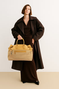 <tc>The Row</tc> Margaux 17 內外扣皮革帆布托特包