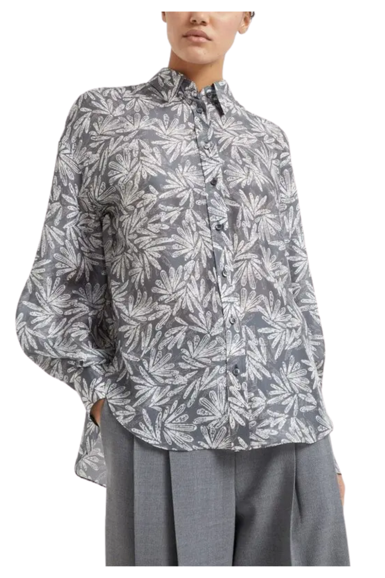 Brunello Cucinelli Women's Abstract-print Silk Shirt