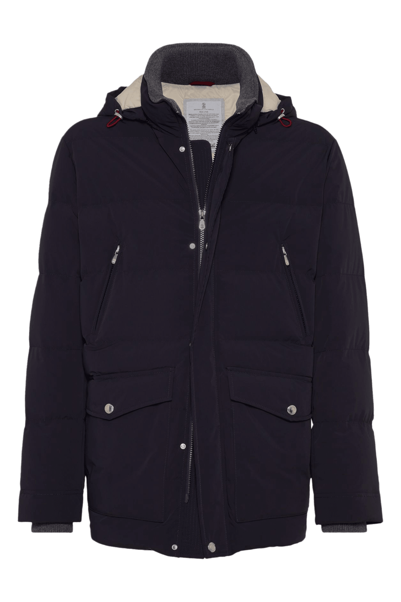 <tc>Brunello Cucinelli</tc> 男士粘合塔夫绸羽绒服,带可拆卸风帽
