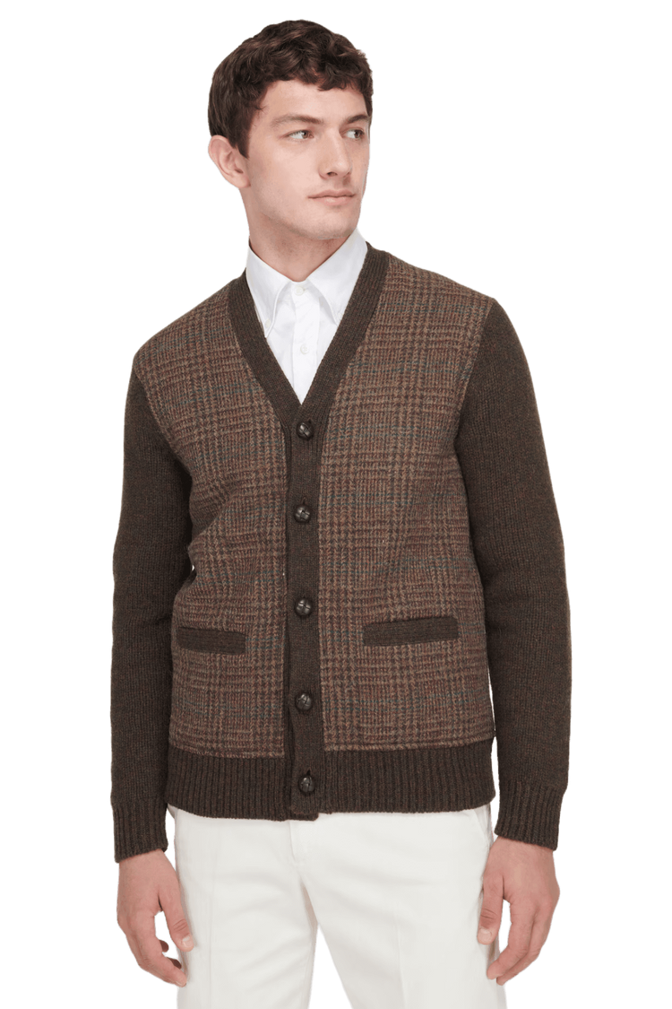 Ralph Lauren Men's Glen Plaid Paneled Wool Cardigan