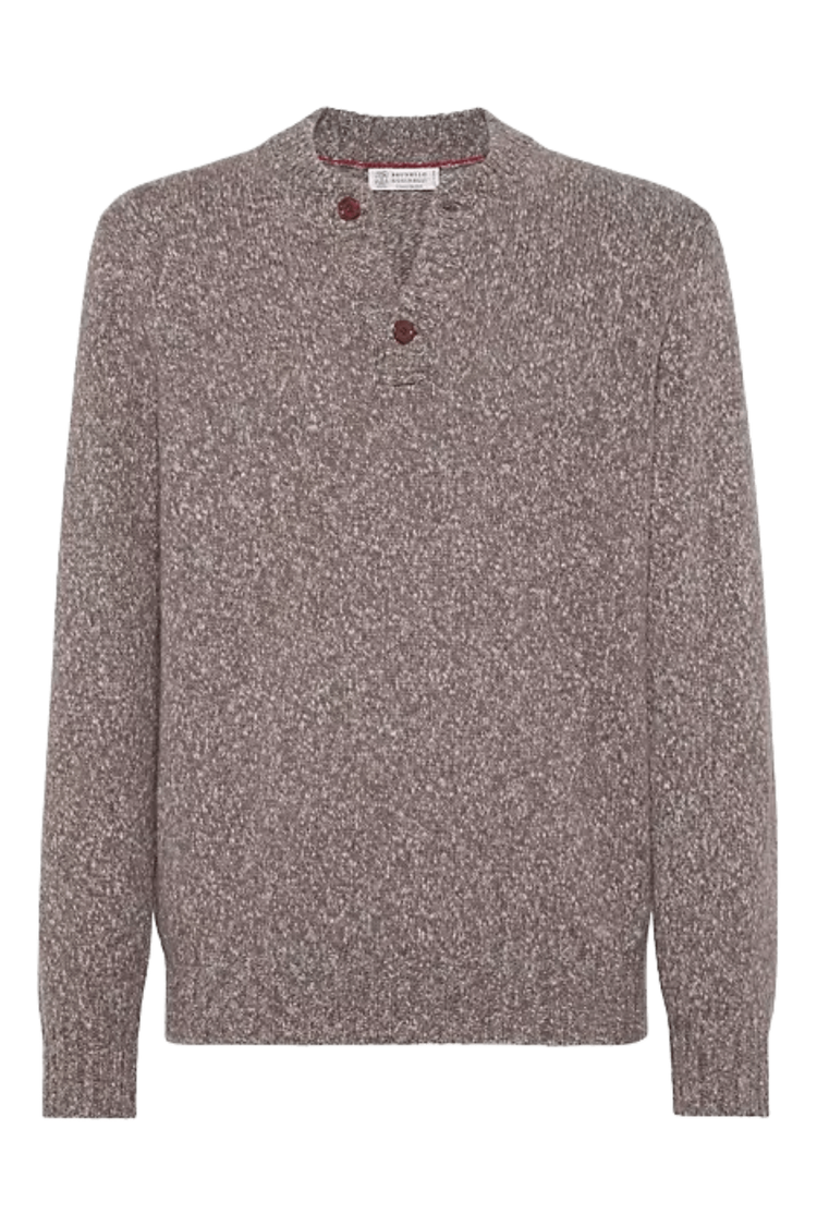 Brunello Cucinelli Men's Flecked Soft Virgin Wool and Cashmere Sweater