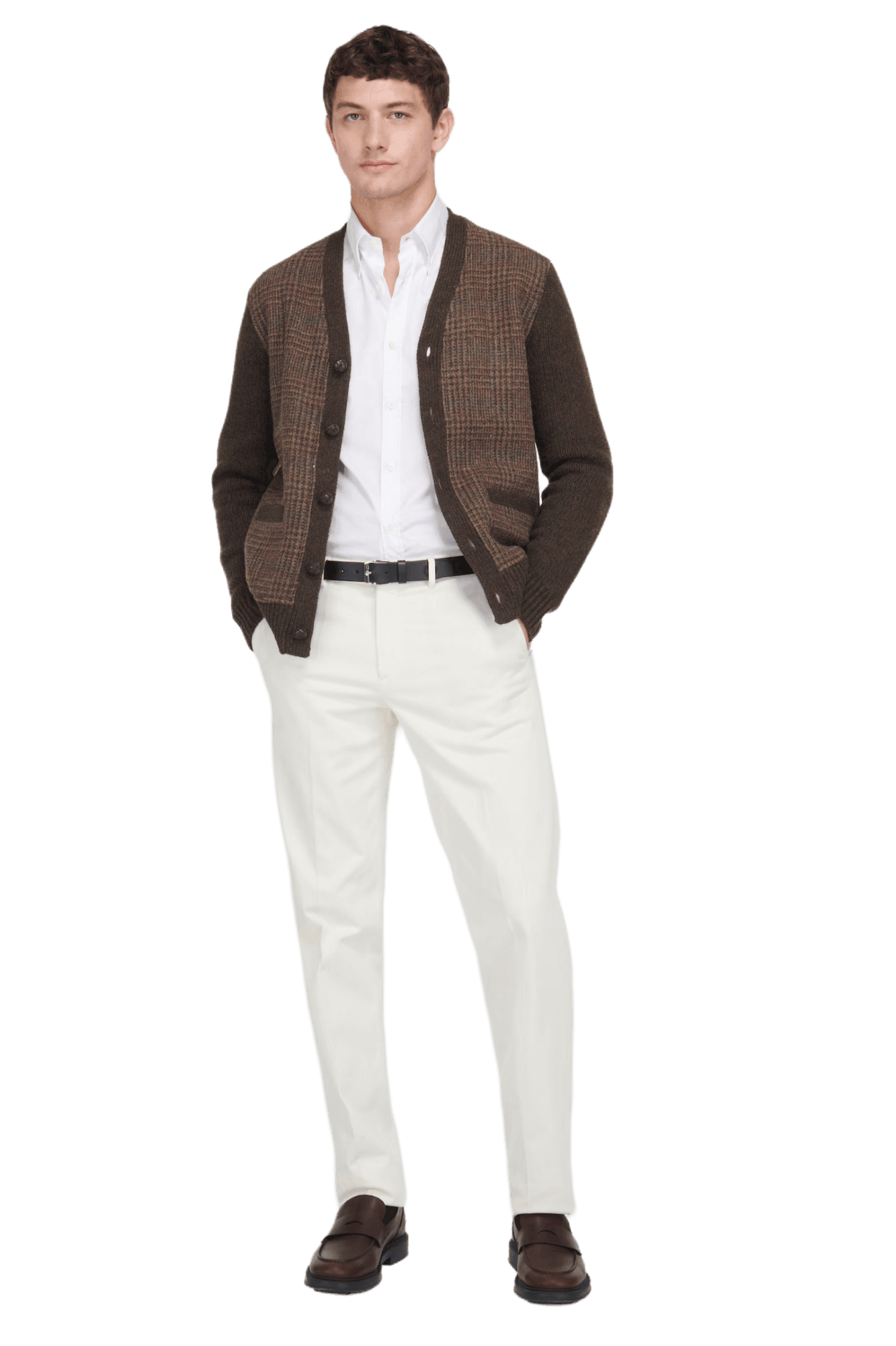 Ralph Lauren Men's Glen Plaid Paneled Wool Cardigan