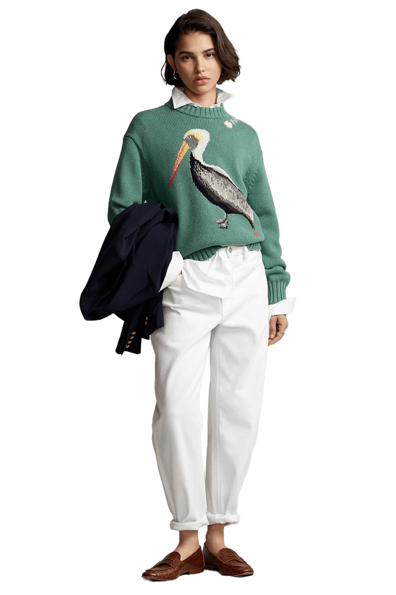 Ralph Lauren Women's Intarsia-Knit Pelican Mockneck Jumper