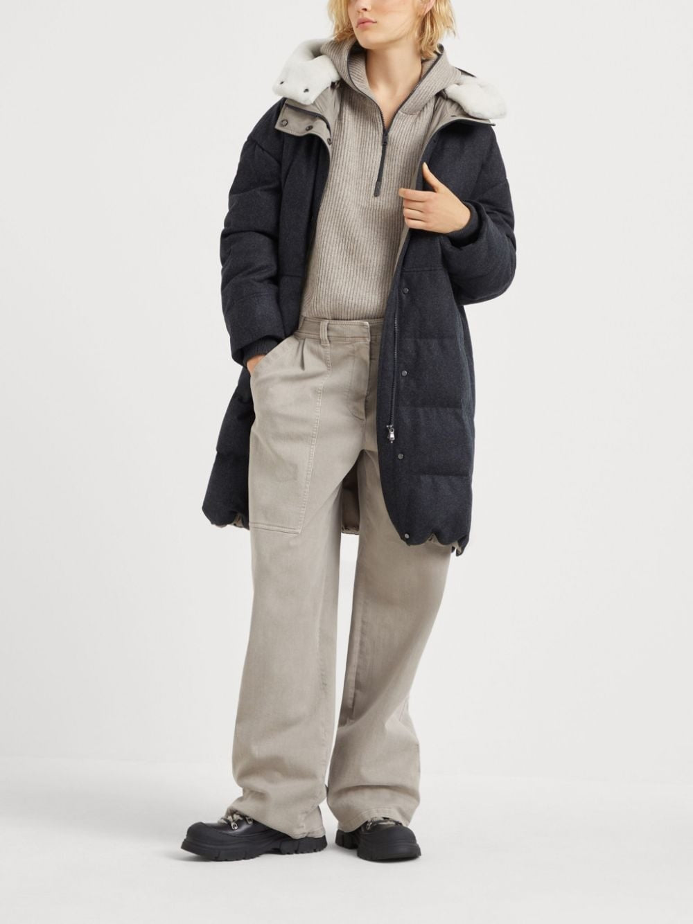 Brunello Cucinelli Women's Hooded Ribbed Knit Cashmere Sweater