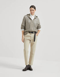Brunello Cucinelli Women's Silk and Linen Dazzling Net Hooded Cardigan