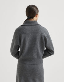 Brunello Cucinelli Women's Cashmere Double Knit Cardigan with Shiny Zipper Pull