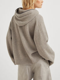 Brunello Cucinelli Women's Hooded Ribbed Knit Cashmere Sweater