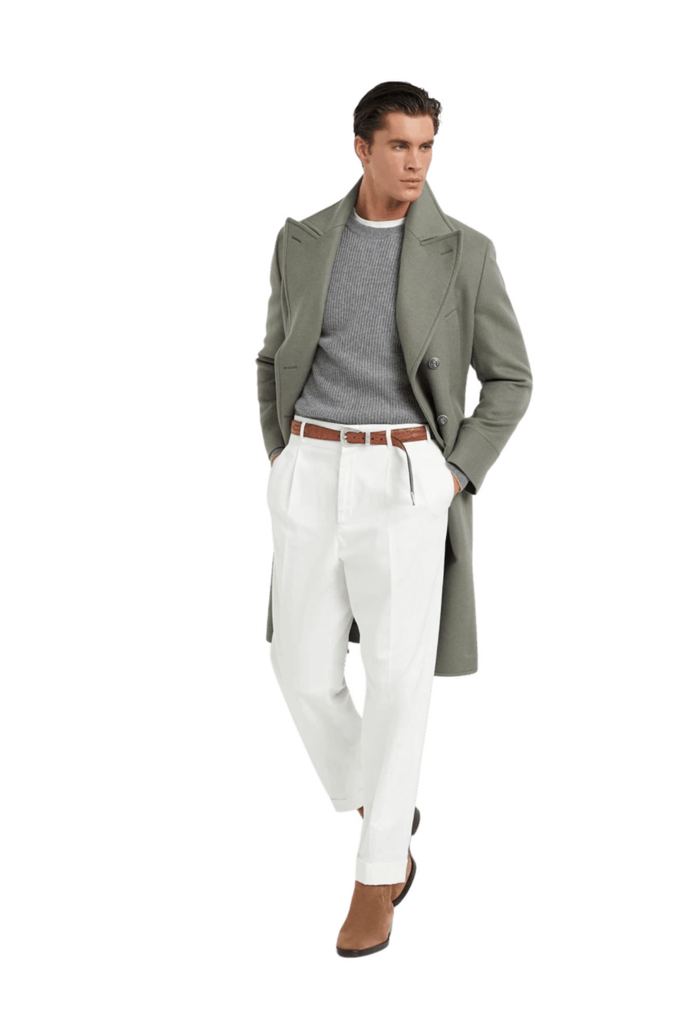 <tc>Brunello Cucinelli</tc> 男款羊絨英式羅紋插肩袖毛衣