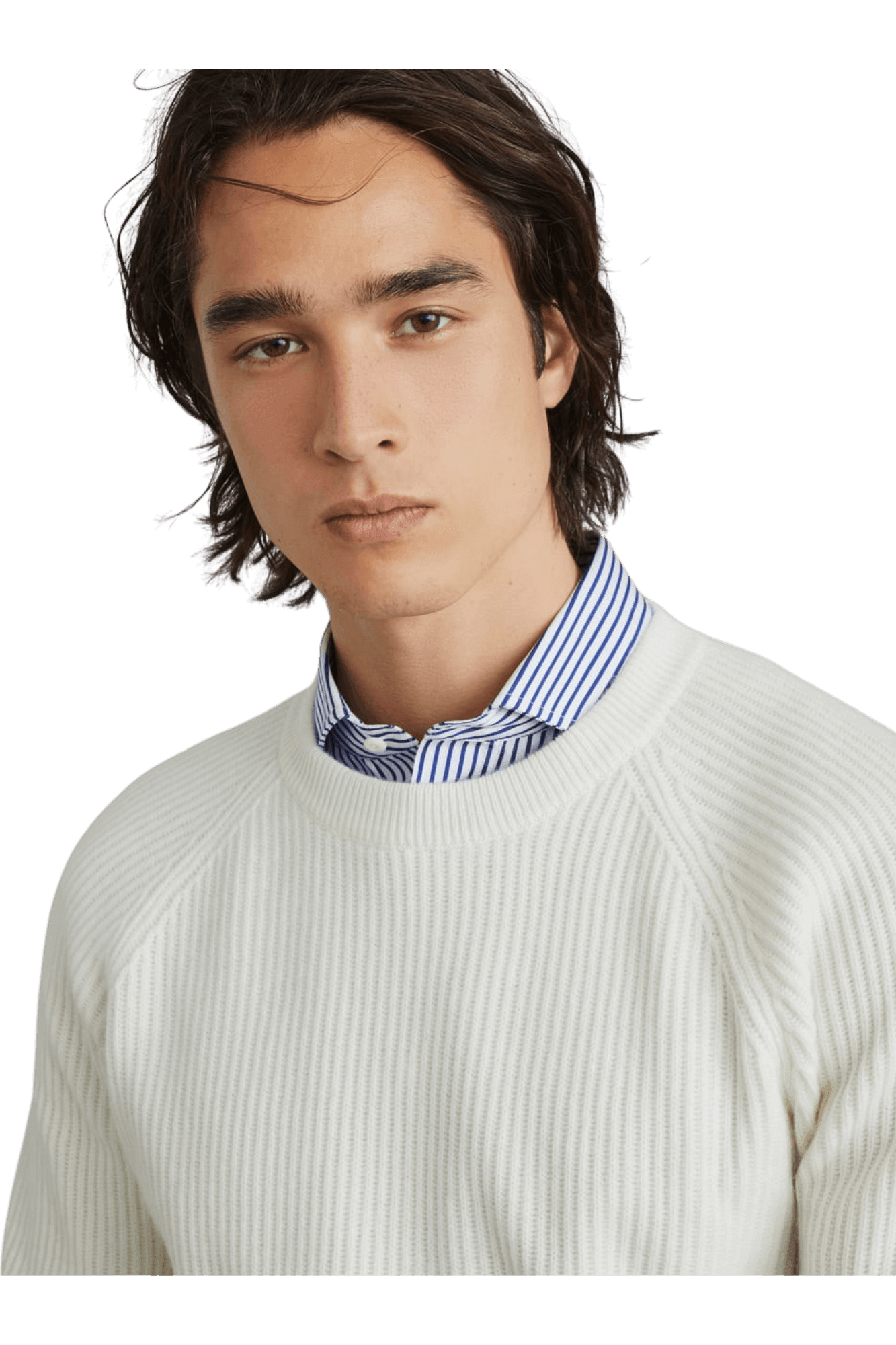 <tc>Brunello Cucinelli</tc> 男款羊絨英式羅紋插肩袖毛衣