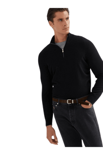 <tc>Brunello Cucinelli</tc> 男士拉鍊羊絨高領毛衣