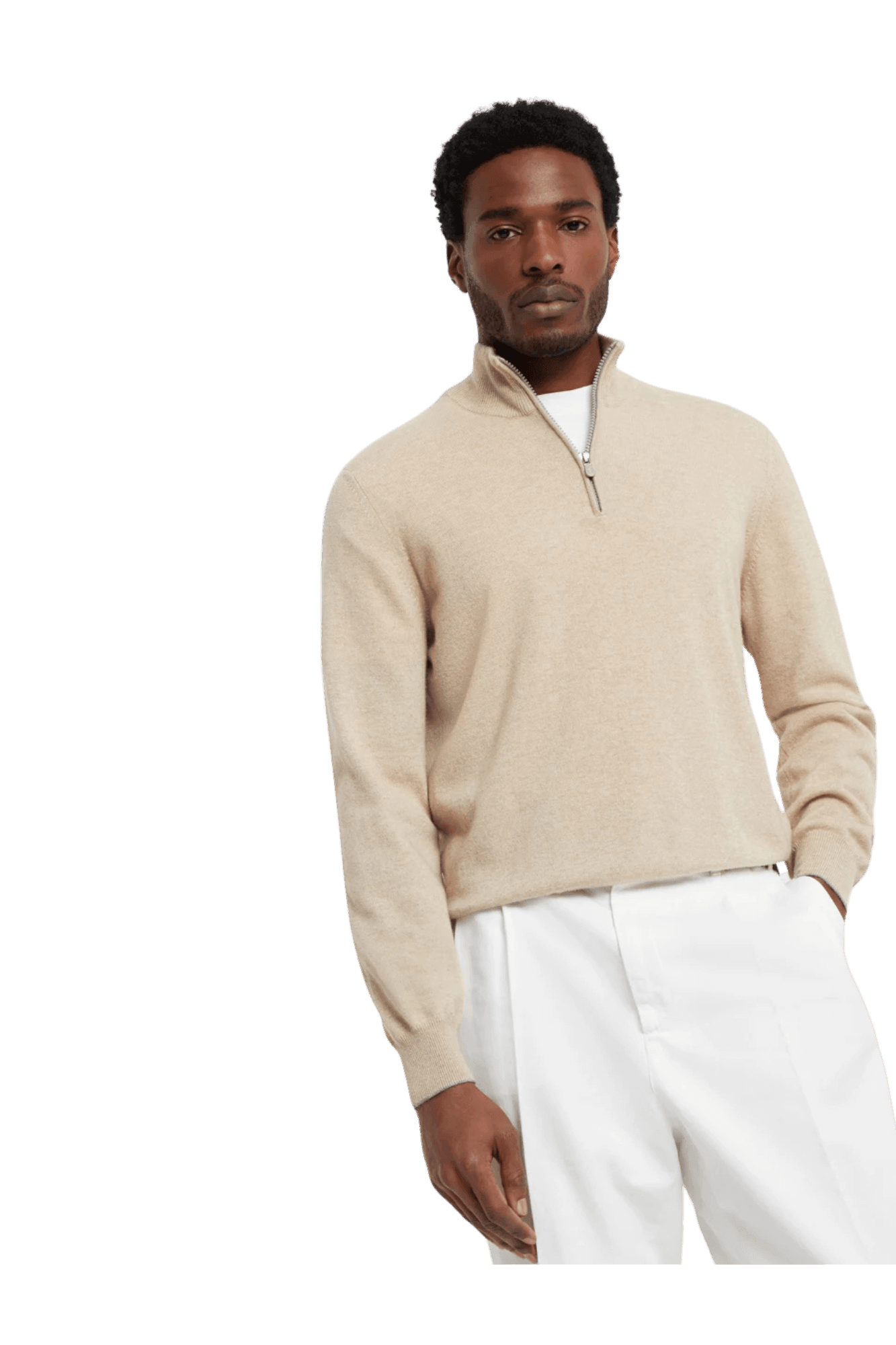 <tc>Brunello Cucinelli</tc> 男士拉鍊羊絨高領毛衣