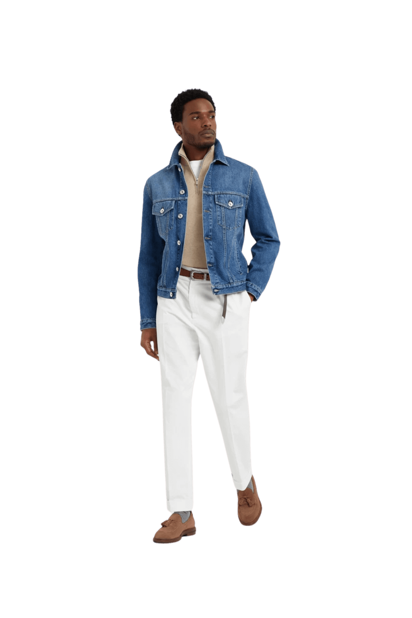 <tc>Brunello Cucinelli</tc> 男士拉鍊羊絨高領毛衣
