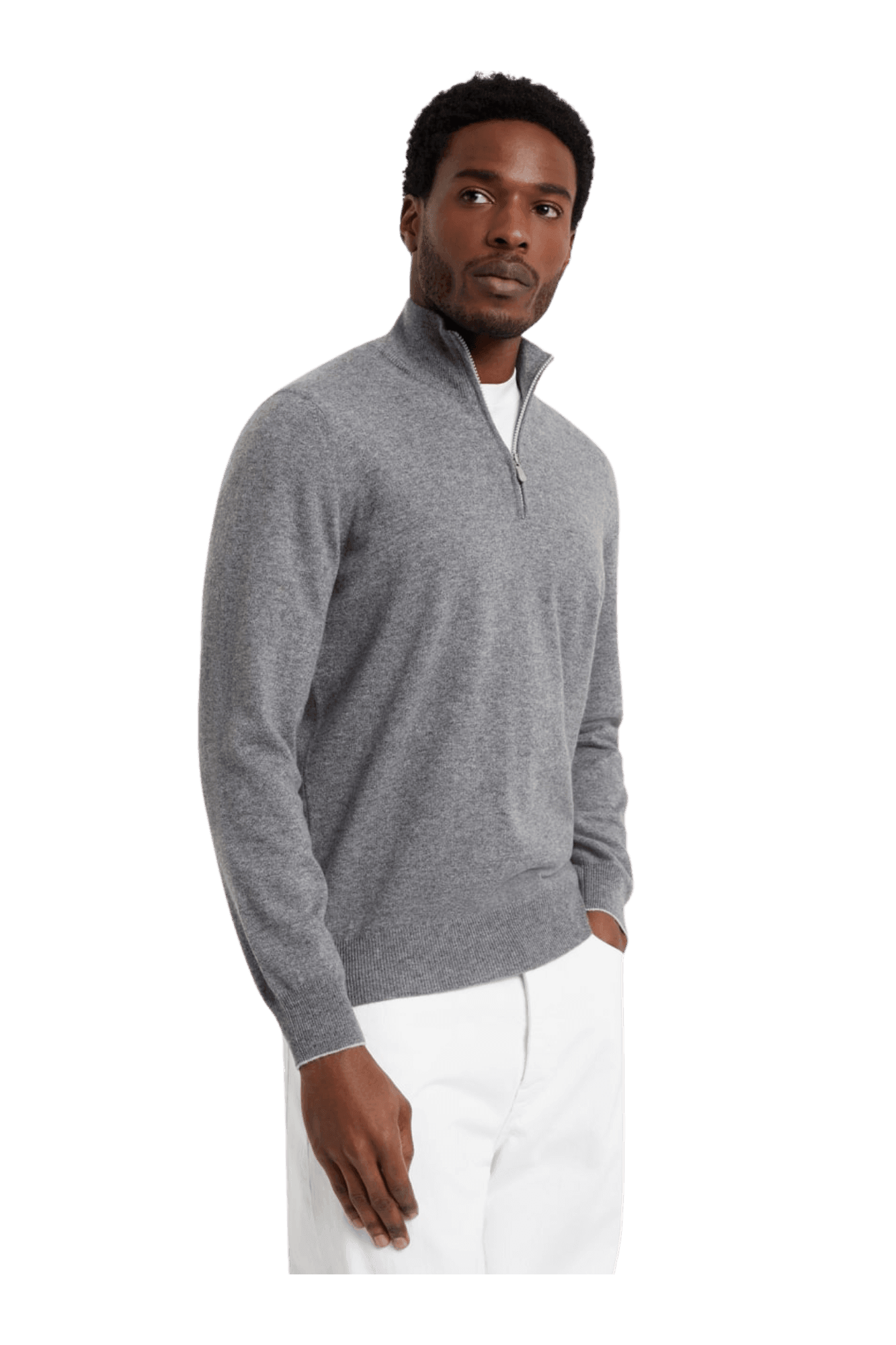 <tc>Brunello Cucinelli</tc> 男士拉鍊羊絨高領毛衣