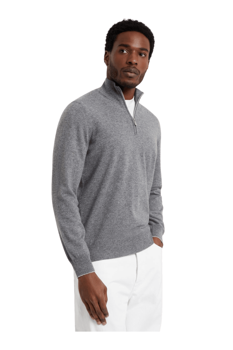 <tc>Brunello Cucinelli</tc> 男士拉鍊羊絨高領毛衣