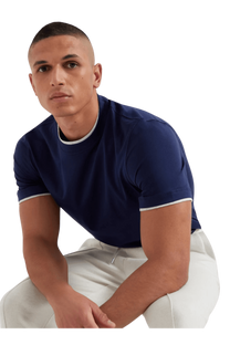 Brunello Cucinelli Men's Cotton Jersey Crew Neck T-shirt With Faux-layering