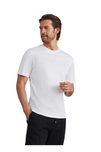<tc>Brunello Cucinelli</tc> 男士棉質平紋針織圓領T卹，附徽標