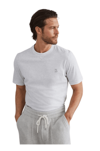 Brunello Cucinelli Men's Cotton Jersey Crew Neck T-shirt With Logo and Faux-layering