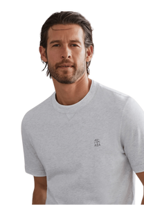 Brunello Cucinelli Men's Cotton Jersey Crew Neck T-shirt With Logo and Faux-layering