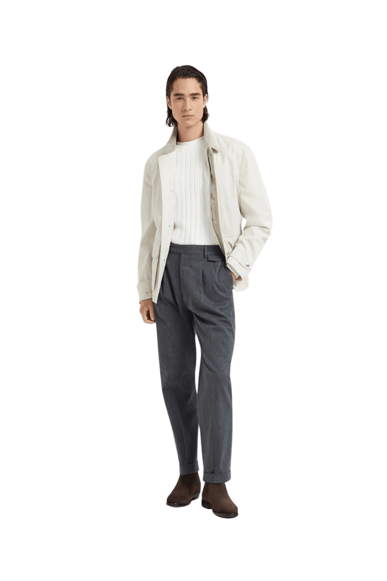 <tc>Brunello Cucinelli</tc> 男士棉質羅紋針織毛衣