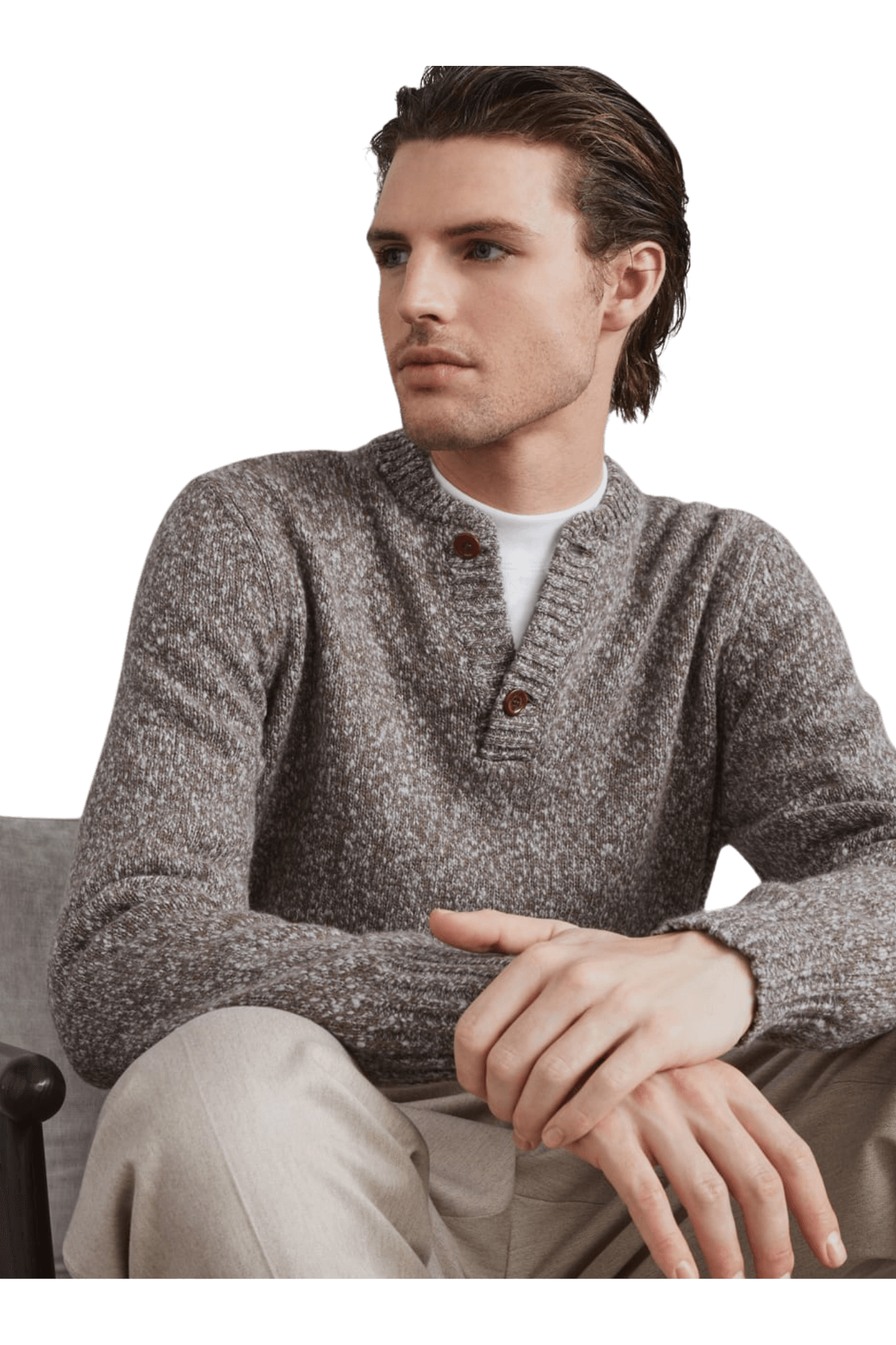 <tc>Brunello Cucinelli</tc> 男士斑點柔軟初剪羊毛和羊絨毛衣