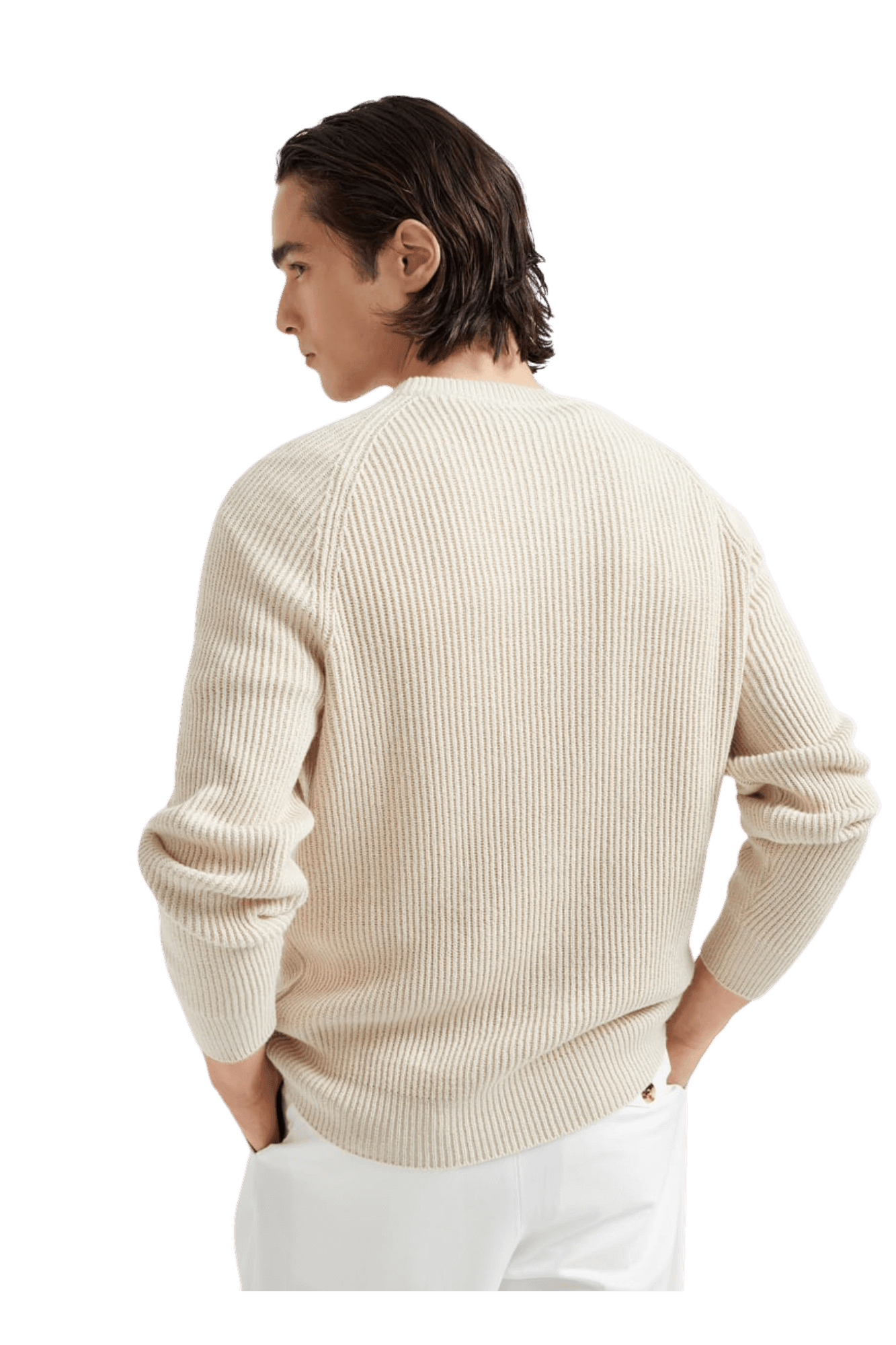<tc>Brunello Cucinelli</tc> 男士 Malfilé 棉質英式羅紋插肩袖毛衣