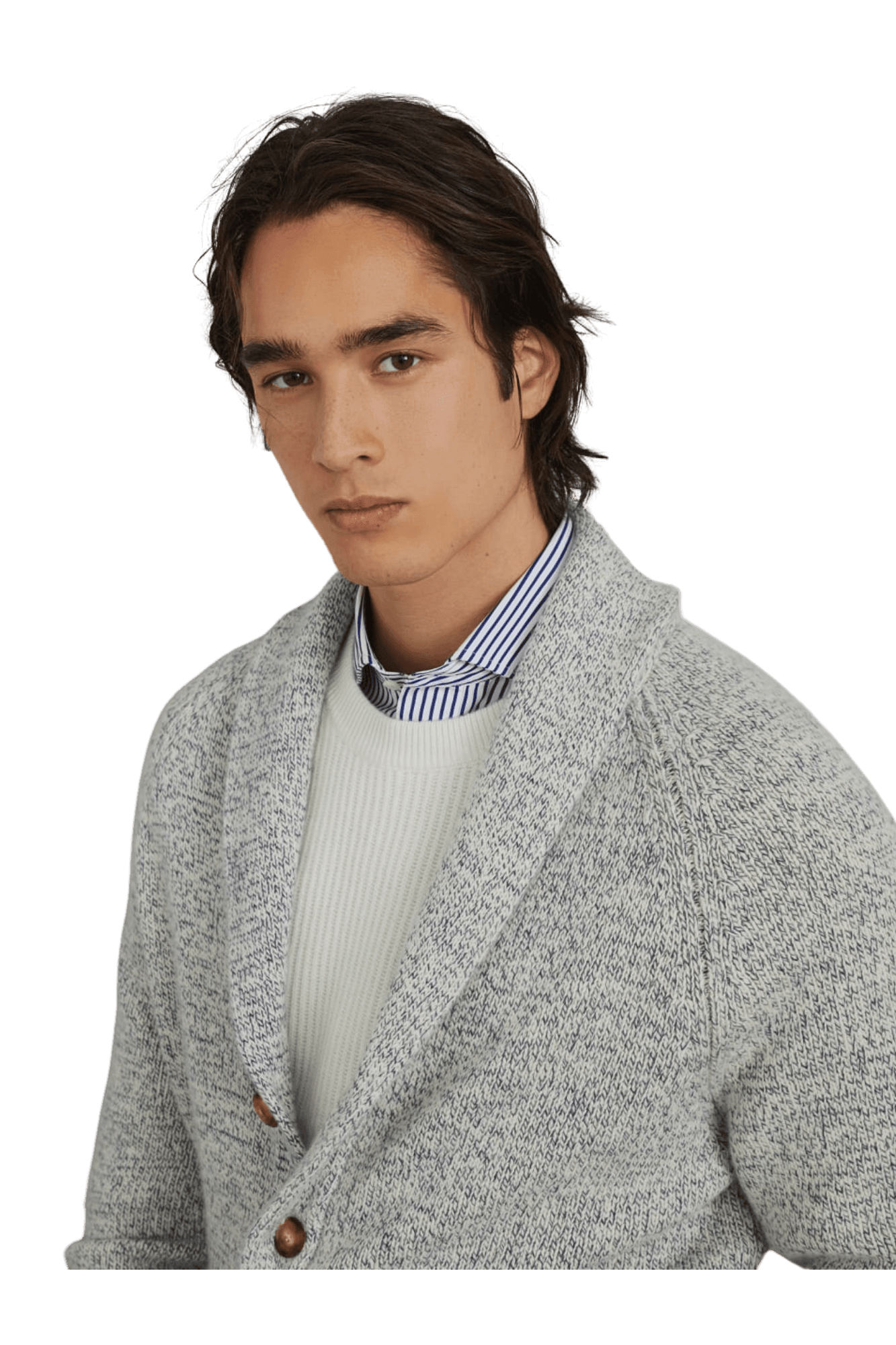 <tc>Brunello Cucinelli</tc> 男士 Mouliné 羊絨插肩袖開襟衫