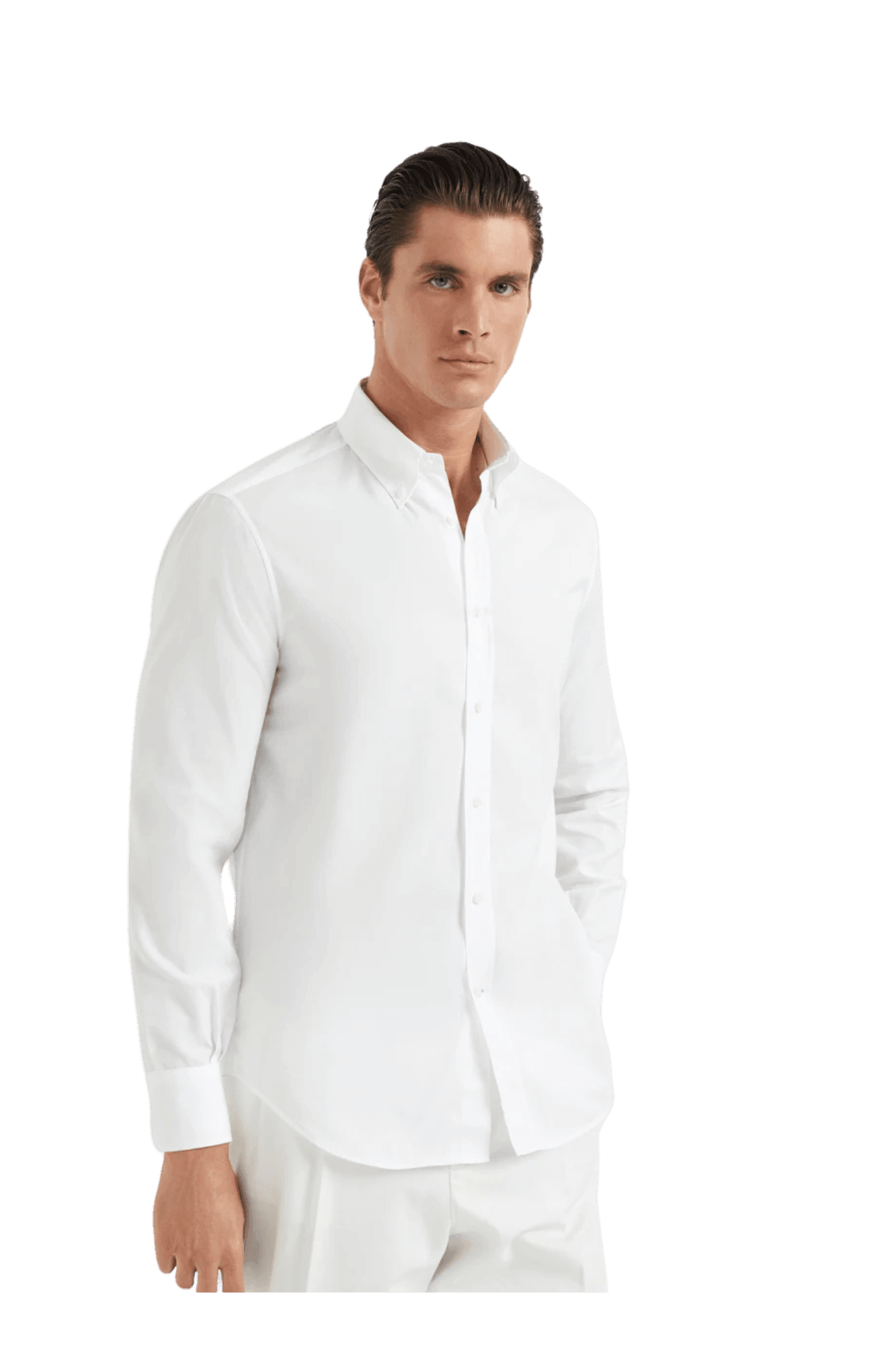 <tc>Brunello Cucinelli</tc> 男士斜紋基本款連結領襯衫
