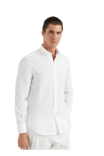 <tc>Brunello Cucinelli</tc> 男士斜紋基本款連結領襯衫