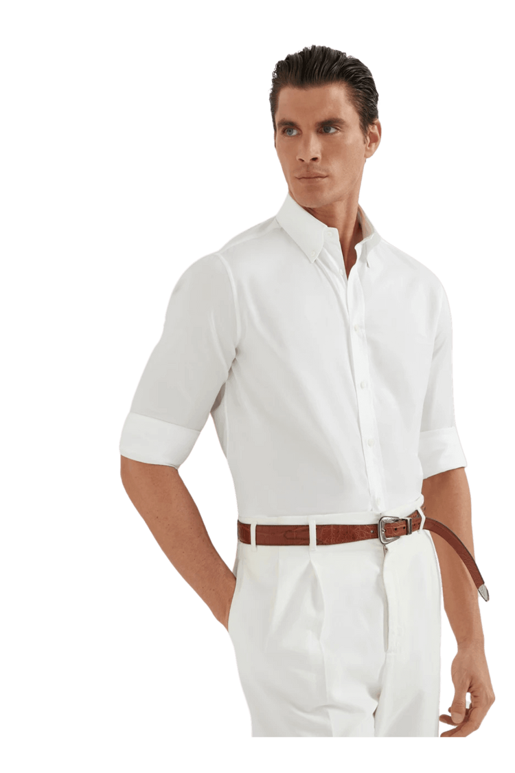 <tc>Brunello Cucinelli</tc> 男士斜紋基本款連結領襯衫