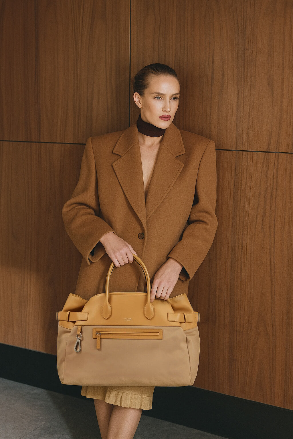 The Row Margaux 17 Inside-Out Buckled Leather Canvas Tote Bag