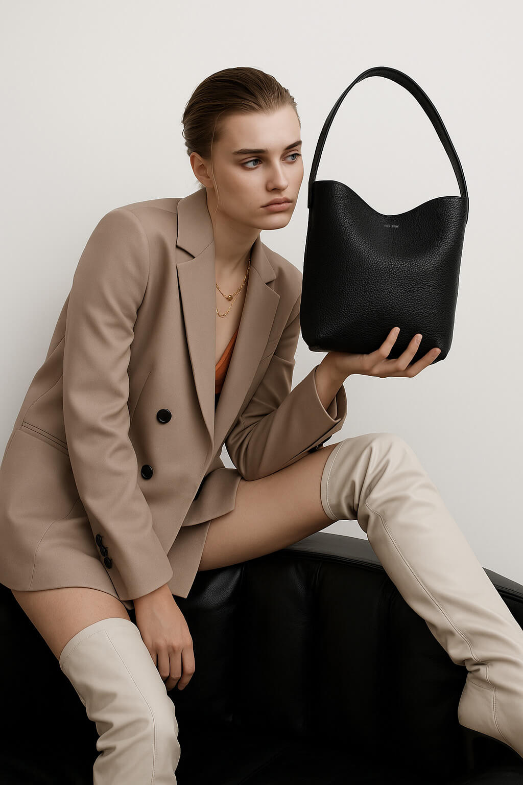 The Row Small N/S Park Tote Bag in Leather