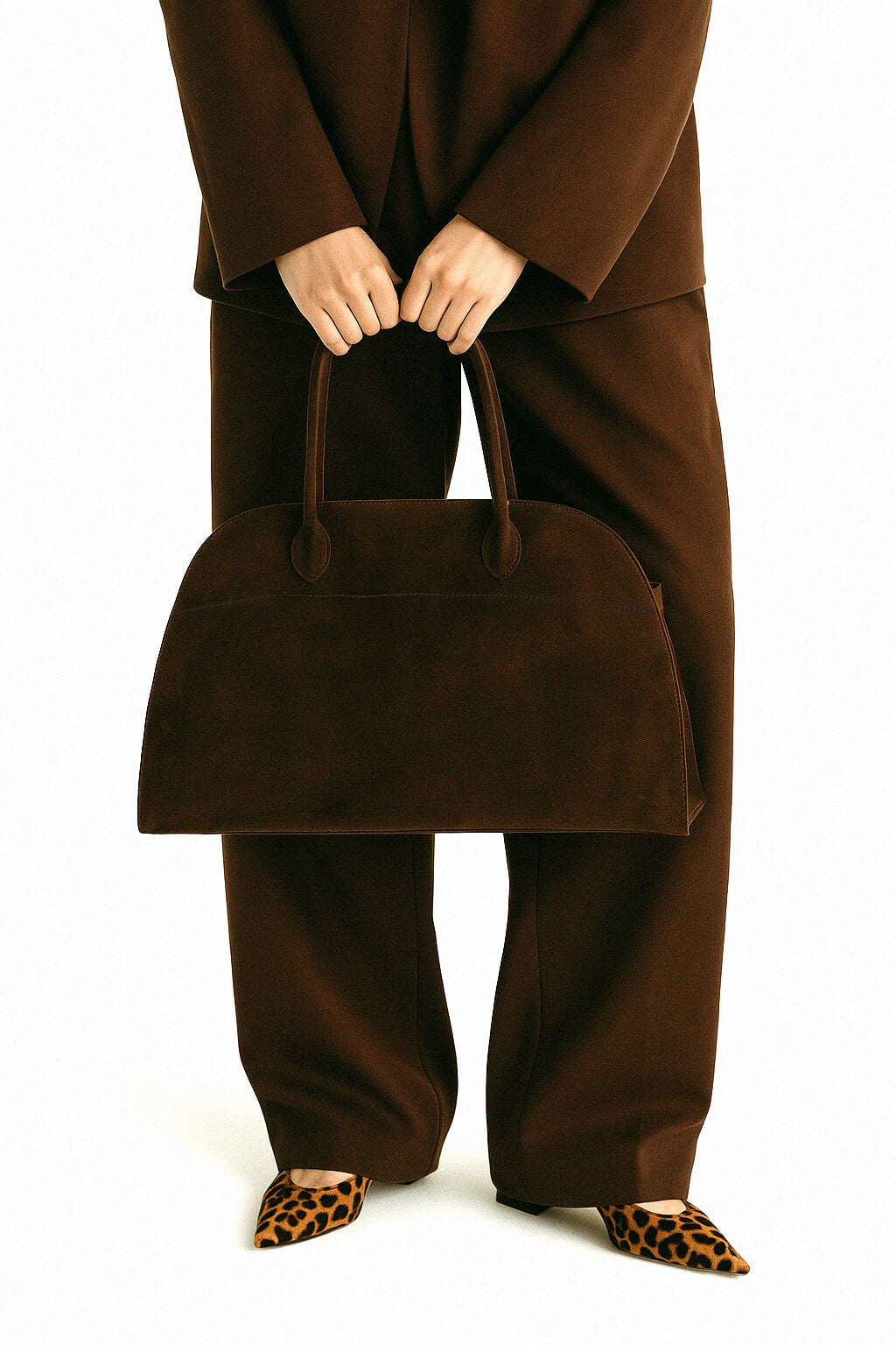 The Row Soft Margaux 15 Bag in Suede