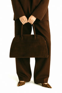 The Row Soft Margaux 15 Bag in Suede
